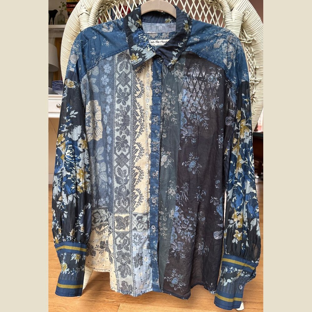 We The Free Flower Patch Top Long Sleeve Flowy Sheer Lightweight